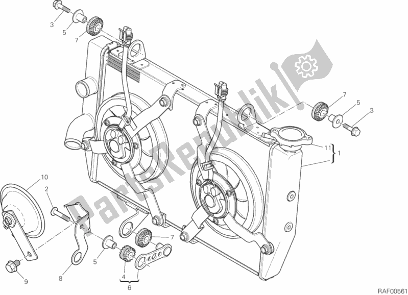 Alle onderdelen voor de Waterkoeler van de Ducati Multistrada 1200 Enduro Touring 2017